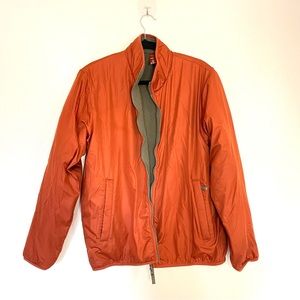 Everlane ReNew Reversible Fleece Lined Waterproof Bomber Jacket Orange Gray L